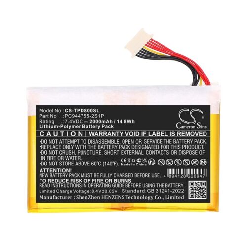 CAMERON SINO Li-Polymer akku 7.4V / 2000mAh, Topdon PC944755-2S1P kompatibilis, FEKETE