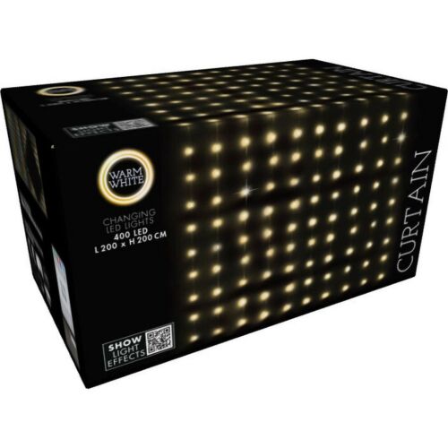 Karácsonyi Fa Lámpák Fényfüggöny Kültéri/Beltéri 400 Led Ww 200X200Cm Távirányítóval Meleg Fehér 145630196