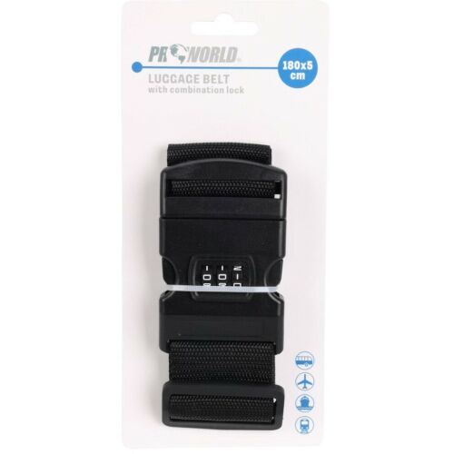Univerzális Biztonsági Pánt Bőröndönhez 180X5Cm Proworld Kóddal, Fekete 145630389
