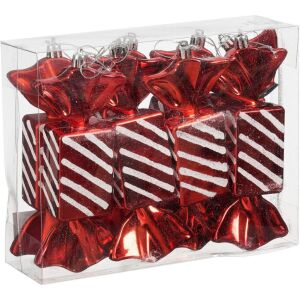 karácsonyfadísz Biztonságos Műanyag Gömbös Forma 15Cm Édesség 8 Db Csillámmal 145631031 - Edelman