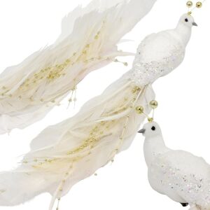 Dekoratív Madár Csipsz 38Cm Fehér Arany 145631302 - Karácsony