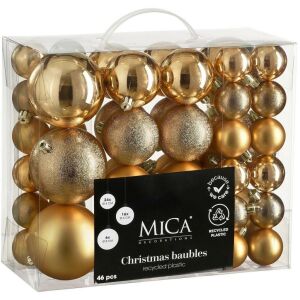 karácsonyfadísz Dekoratív Műanyag Gömbér Széf 46 Db Csillámmal Kiváló Réz 145627573 - Edelman