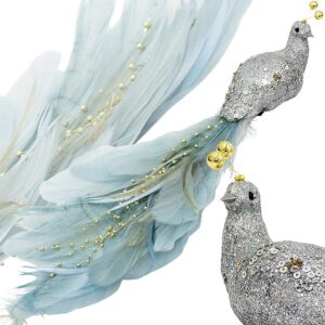 Dekoratív Madár Csipsz 38Cm Ezüstszürke