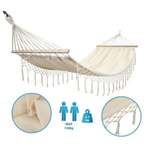 Kerti Függőágy 2 Személyre 200X150Cm Szétterelőrúddal És Rohomokkal Miami Ecru