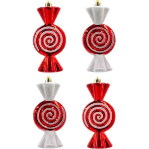 karácsonyfadísz Biztonságos Műanyag Gömb Matrix Édesség 4 Db Csillámmal 145629075 - Edelman