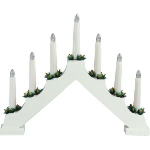 Fa Adventi Gyertyatartó Fehér 7 Diódás Elemes Működésű