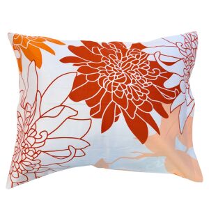Szatén párnahuzat - Fehér/narancs virágos Kispárnahuzat - 40x50 cm 145633359 - Párnahuzat