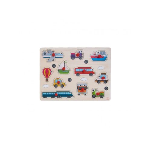 Fogantyús fa puzzle: Járművek, 30x22 cm