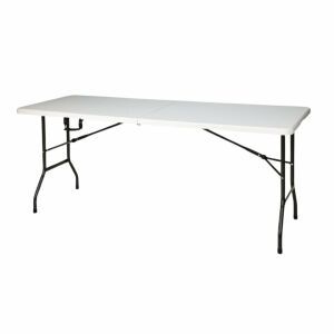 Klappbarer Koffertisch 180 cm, ideal für Events, Camping und Grillabende – weiß, robuste Metallkonstruktion