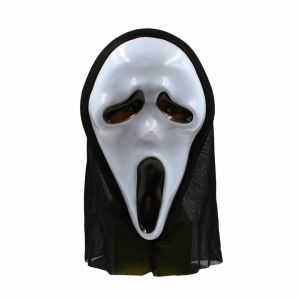 Halloween-Maske, Goodmark, Modell Ghost Face, mit schwarzer Kapuze, Einheitsgröße 145636397 - Kostüme für Erwachsene