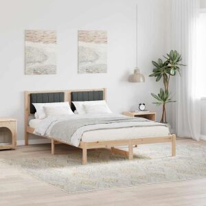 vidaXL Ágykeret Kárpitozott Fejtámlával Sötétszürke 140 x 190 cm