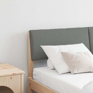 vidaXL Kárpitozott fejtámla Sötétszürke 135 cm Tömör fenyőfa