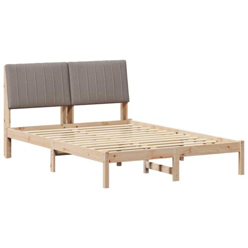 vidaXL Barna Tömör Fenyőfa Ágykeret Fejtámlával, 135x190 cm - Ágykeret