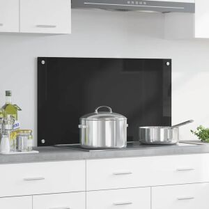 vidaXL Konyhai splashback Fekete 90 x 50 x 0.8 cm edzett üveg 145651032 - Főzőlap kiegészítő