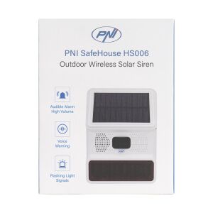 Безжична външна сирена PNI SafeHouse HS006 със зареждане или чрез USB-C порт, батерия 1000mAh, 100db 145651569 - Аларма