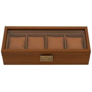 Elegáns fa tároló és rendszerező doboz 4 órához, Pufo Noble modell, barna 145651714 - Óraforgató & óratartó doboz