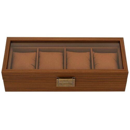 Elegáns fa tároló és rendszerező doboz 4 órához, Pufo Noble modell, barna 145651714