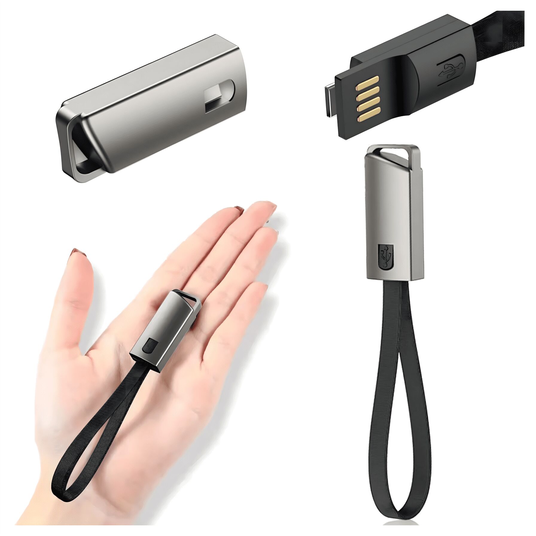 Kabel ładujący z brelokiem i kablem do transmisji danych USB-C - USB-A szybkie ładowanie