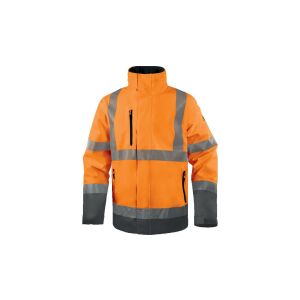 Figyelmeztető kabát, vízálló és légáteresztő poliészter RIPSTOP Stretch, narancs fluo-szürke szín, méret: M, TRACKORTM