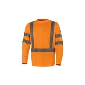 Figyelmeztető hosszúujjú póló, poliészter, 3. osztály, fluoreszkáló narancs, méret: 4XL, COSMOOR4X