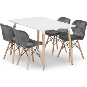 Leobert szett téglalap alakú asztal ADRIA 120x80 fehér+4 szék LAGO szürke