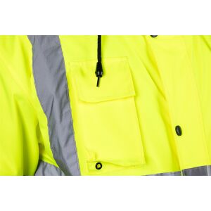 Figyelmeztető munkakabát, enyhén szigetelt, bomber, sárga, XXXL méret