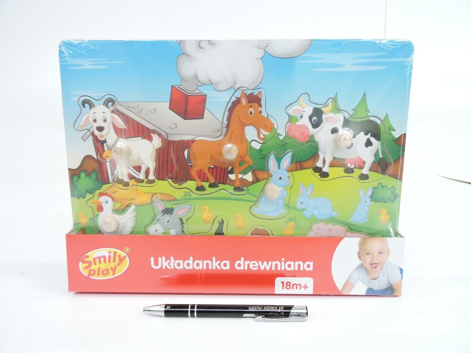 Puzzle animale ferma, Lemn, 8 piese, Multicolor