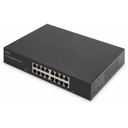 DIGITUS Switch 16-Port Gigabit, 19" nem kezelt fekete 145657720