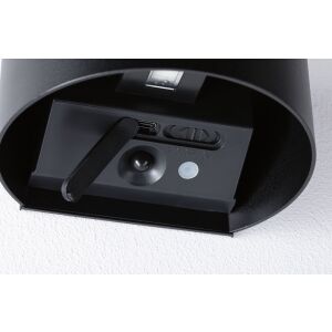 Mobil NYORA LED fali fali érzékelővel 2x1W fel/le 3000K 2x165lm USB-C Akku IP44 fekete / alumínium / műanyag