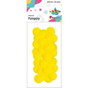Pompony poliestrowe 25 mm żółte intensywne 30szt 145658191 - Dekoracja na imprezę