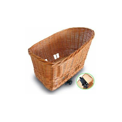 Basil Hátsó csomagtartó kosár PASJA állatoknak 50cm SENNA system clamp device, lakkozott fonott természetes (BAS-54017)