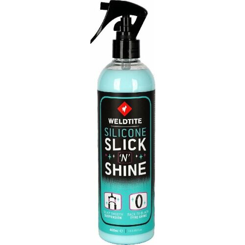 Weldtite Védő polírozó WELDTITE SILICONE SLICK 'N' SHINE 400 ml, Gumikhoz, lengéscsillapítókhoz és rugós teleszkópokhoz (NEW 2025)