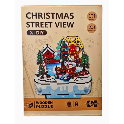 Fából készült 99 darabos 3D karácsonyi jelenet kirakó mozgó alkatrészekkel zenekládás 145659186
