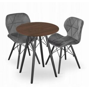 TODI 60 kör asztal készlet kőrisfa + 2 szürke LAGO szék