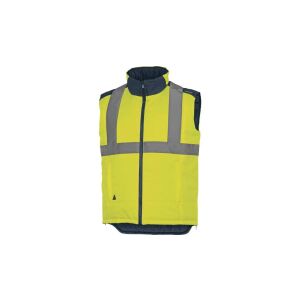 Figyelmeztető mellény kétoldalas poliuretán bevonatú Oxford poliészterből fluo sárga-kék szín M méret CORPFIDJIHVJMTM