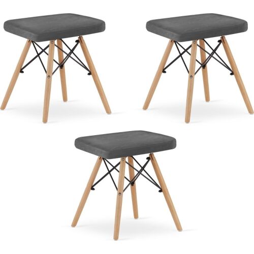 Leobert WERK széklet - szürke bársony/természetes lábak x 3