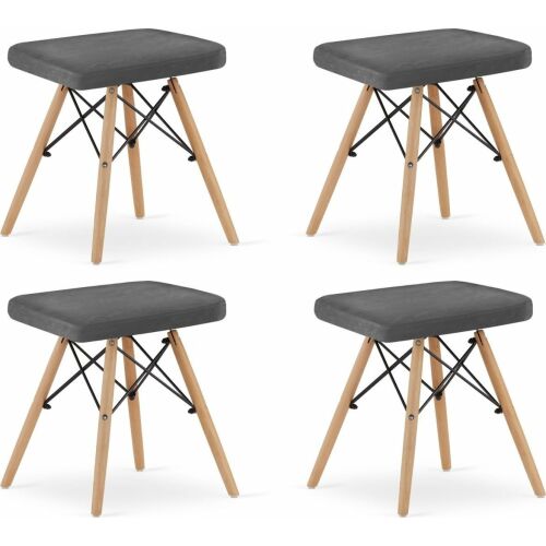 Leobert WERK széklet - szürke bársony/természetes lábak x 4