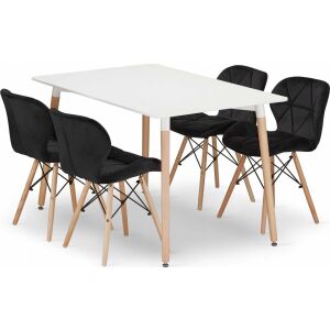 Leobert szett téglalap alakú asztal ADRIA 120x80 fehér+4 szék LAGO fekete