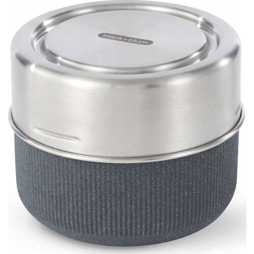 Ebédre rakott, Black Blum, 2 fedővel, polipropilénből, szilikonból, acélból, farostból, szürke/ezüst, űrtartalom 0,6 l, 12x9,5 cm