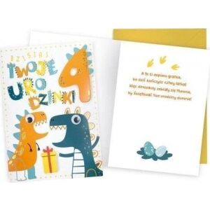 KUKARTKA Card Urodziny 4 dinozaury 145663412 - Decoratii si echipamente pentru petreceri