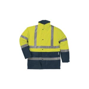 Figyelmeztető kabát PU és PVC bevonatú Oxford poliészterből fluo sárga-kék szín M méret CORP STRA2JATM