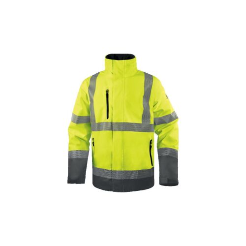 Figyelmeztető kabát, vízálló és légáteresztő poliészter RIPSTOP Stretch, 3. oszt. szár Sárga Fluo-Szürke, méret: XXL, TRACKJAXX 145663924