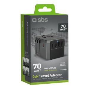 SBS TEADAPTGAN70WUNI mobil eszköz töltő Univerzális Fekete Váltakozó áram Gyors töltés Belső 145664293 - Külső akkumulátor & Powerbank, Telefontok, Hordozható töltőállomás, Hálózati adapter és Telefontöltő