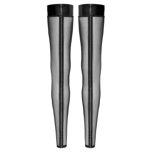 Noir Knee-highs S fekete lábujj nélküli csillogó és díszített harisnya 145664358