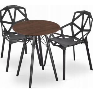Leobert szett kerekasztal TODI 60 hamu + 2 szék ESSEN fekete