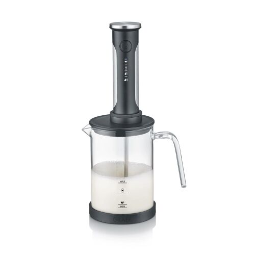 Graef vezeték nélküli, újratölthető tejhabosító, 300 ml űrtartalom, hordozható, 4 automata program, 2 üzemmód, kézi habosítás, „hands-free” habosítás, biztonsági rendszer, mixer funkció, auto
