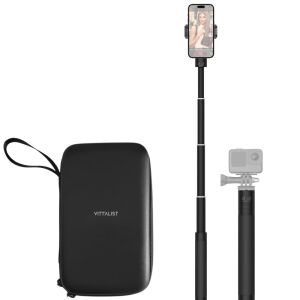 Set Accesorii Stabilizator Gimbal pentru Telefon VITTALIST – Brat extensibil 72 cm + Husa rigida transport EVA, Prindere Universala cu filet standard 1/4", Compatibil Smartphone iOS/Android s 145668216 - Selfie stick-uri