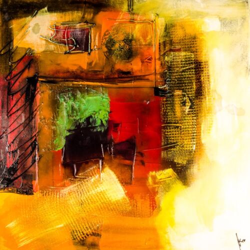 Absztrakt modern vászonfestmény, 60x60 cm, színes fali dekoráció - Falikép