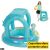SIKS felfújható bébimedence tetővel, borulásgátló funkcióval, gyűrűs medence napellenzővel, méretek 62 cm átmérő x 66 cm magasság, kék 145675318