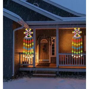 Színes fényfüzér, hópehely alakú, 160 cm hosszú, 60 LED-del, hálózati adapterrel, többszínű